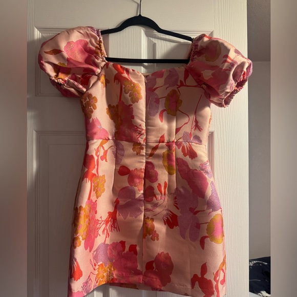 Lulu’s Floral Pink Mini Dress with Bright Bloom Print - Picture 3 of 3